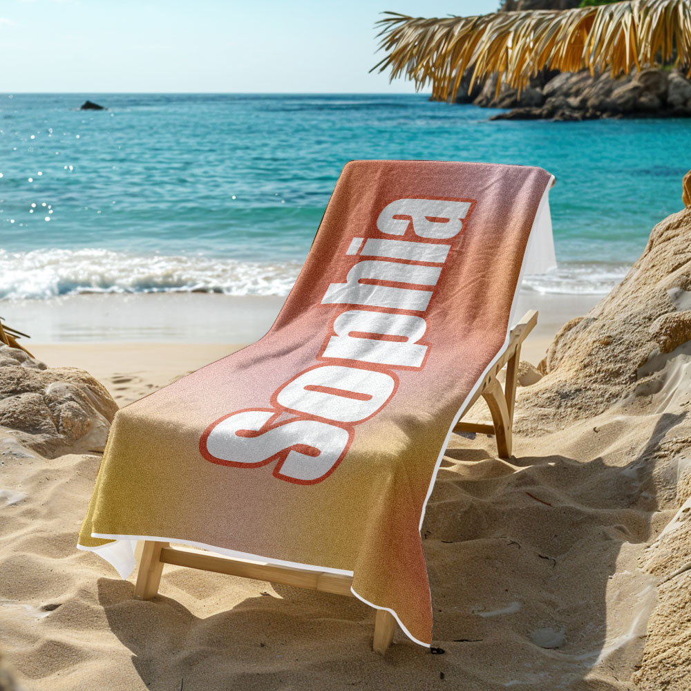 Custom Beach Towel Ombre Custom Name Beach Towel Personalized Gift Towel - auphotoblanket