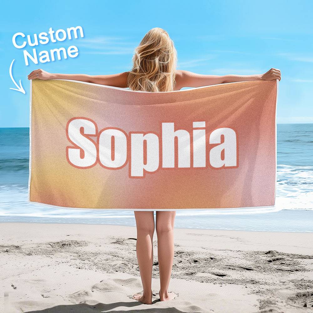 Custom Beach Towel Ombre Custom Name Beach Towel Personalized Gift Towel - auphotoblanket