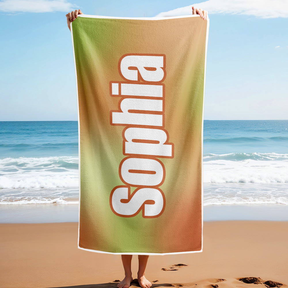 Custom Beach Towel Ombre Custom Name Beach Towel Personalized Gift Towel - auphotoblanket