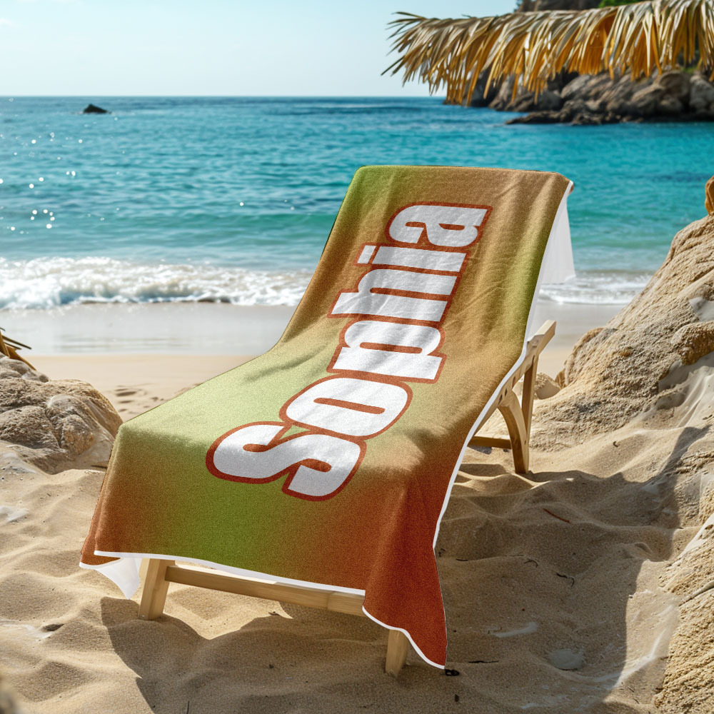 Custom Beach Towel Ombre Custom Name Beach Towel Personalized Gift Towel - auphotoblanket