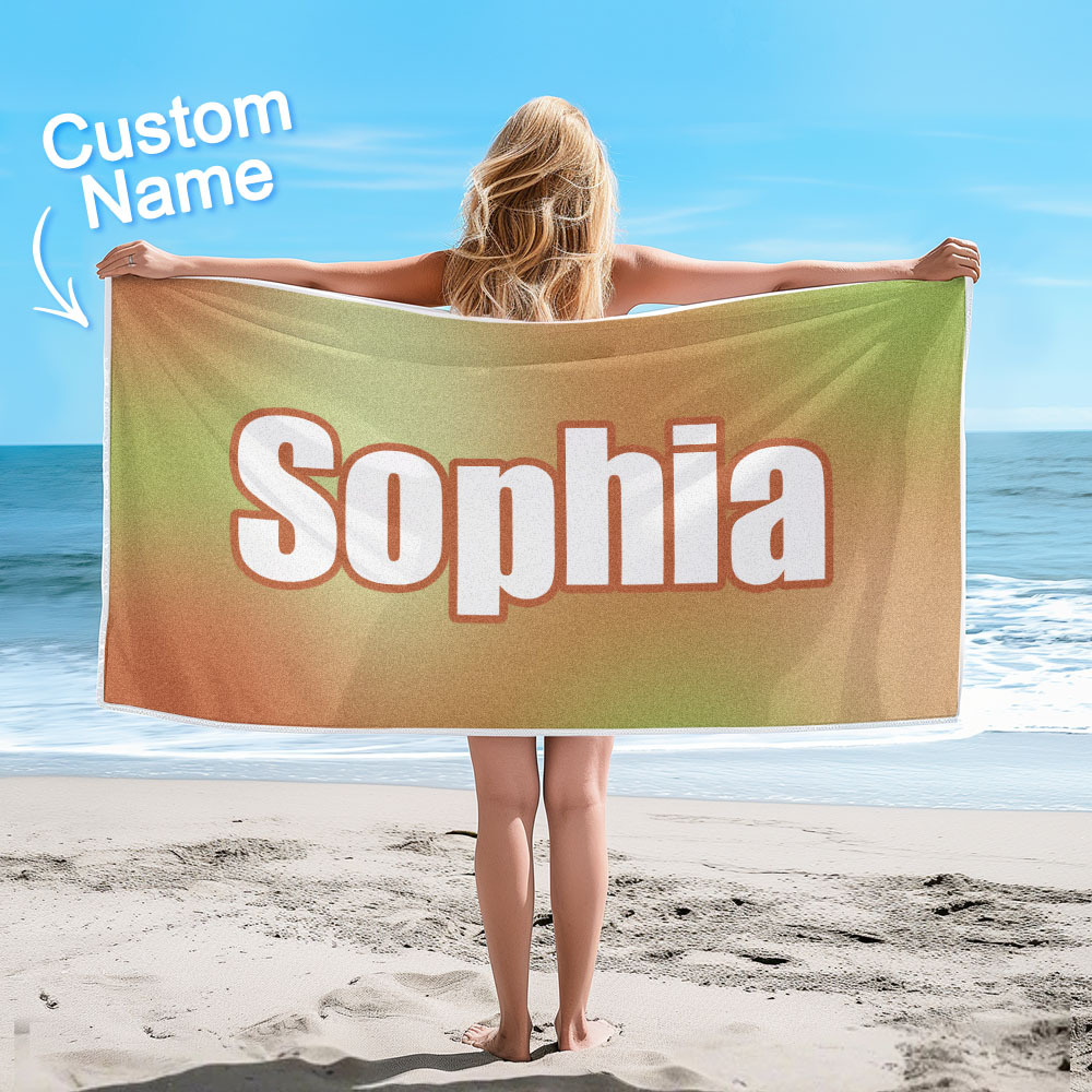 Custom Beach Towel Ombre Custom Name Beach Towel Personalized Gift Towel - auphotoblanket
