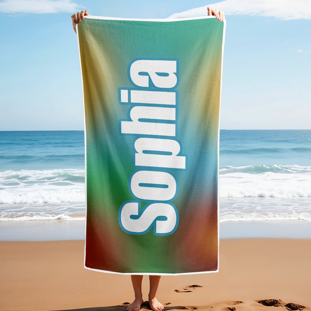 Custom Beach Towel Ombre Custom Name Beach Towel Personalized Gift Towel - auphotoblanket