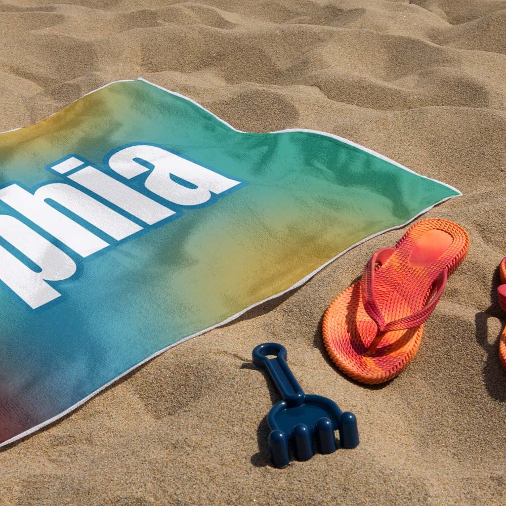 Custom Beach Towel Ombre Custom Name Beach Towel Personalized Gift Towel - auphotoblanket