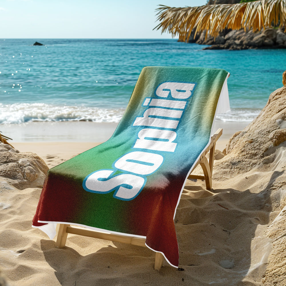 Custom Beach Towel Ombre Custom Name Beach Towel Personalized Gift Towel - auphotoblanket