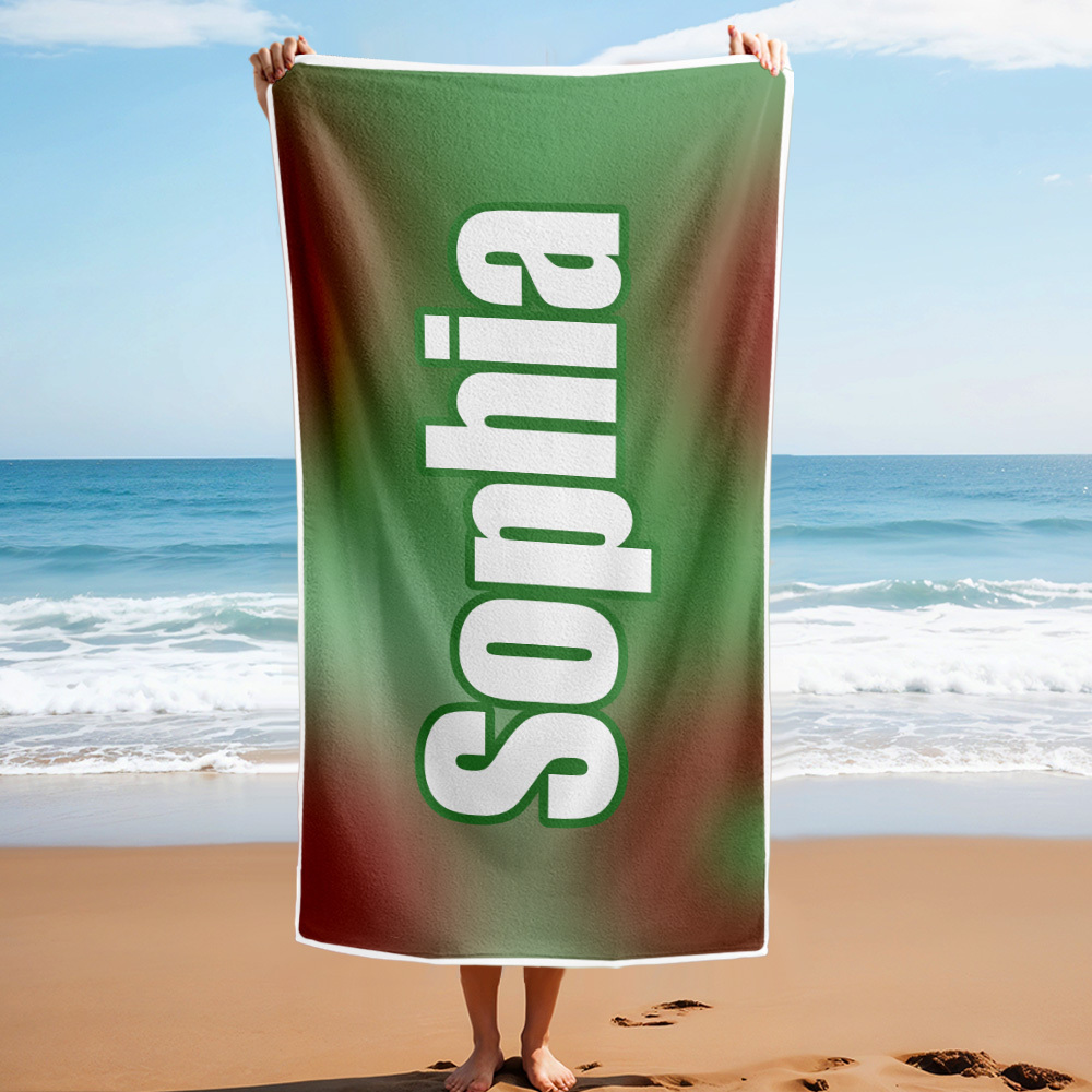 Custom Beach Towel Ombre Custom Name Beach Towel Personalized Gift Towel - auphotoblanket