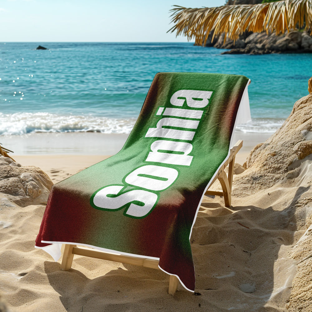 Custom Beach Towel Ombre Custom Name Beach Towel Personalized Gift Towel - auphotoblanket