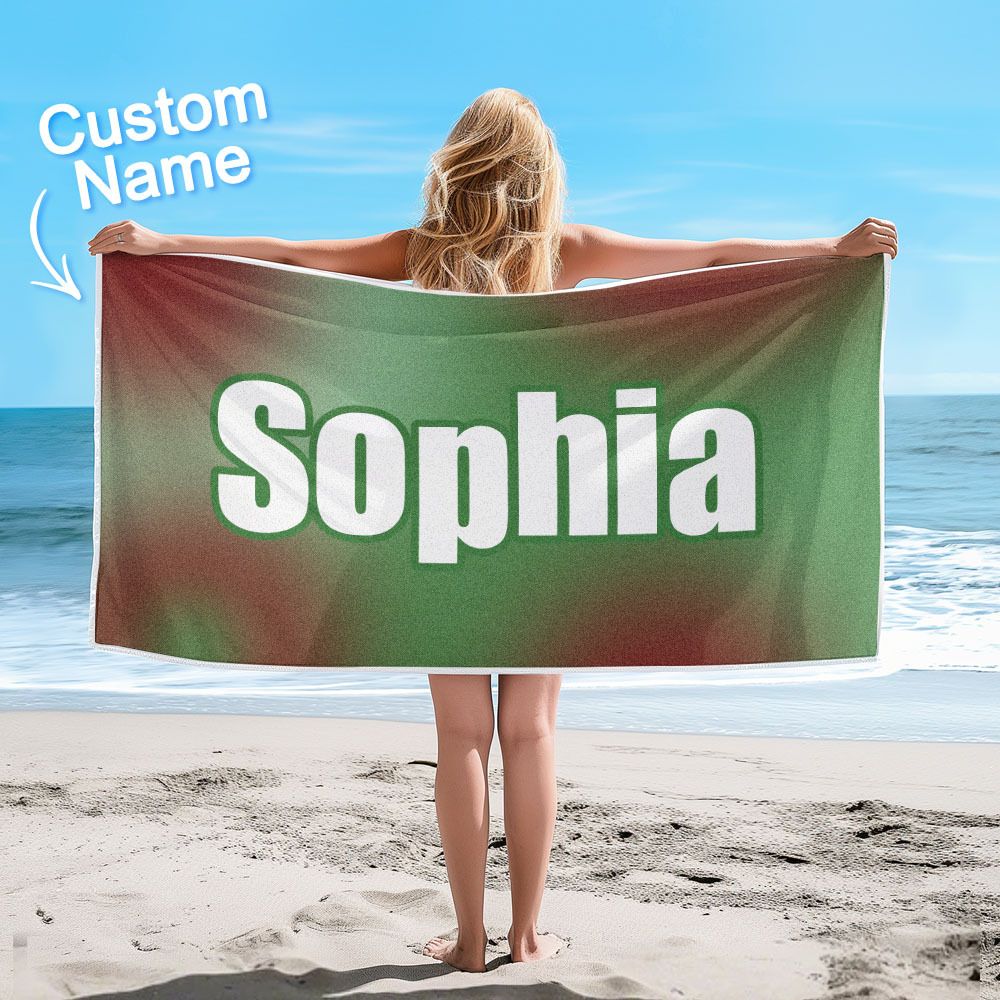 Custom Beach Towel Ombre Custom Name Beach Towel Personalized Gift Towel - auphotoblanket