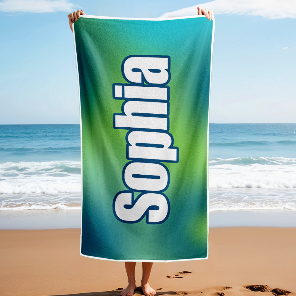 Custom Beach Towel Ombre Custom Name Beach Towel Personalized Gift Towel - auphotoblanket