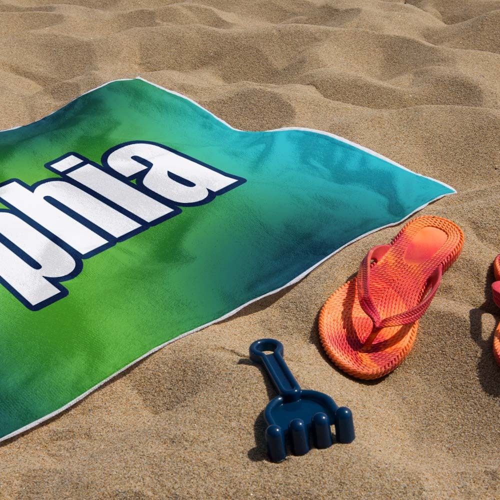 Custom Beach Towel Ombre Custom Name Beach Towel Personalized Gift Towel - auphotoblanket
