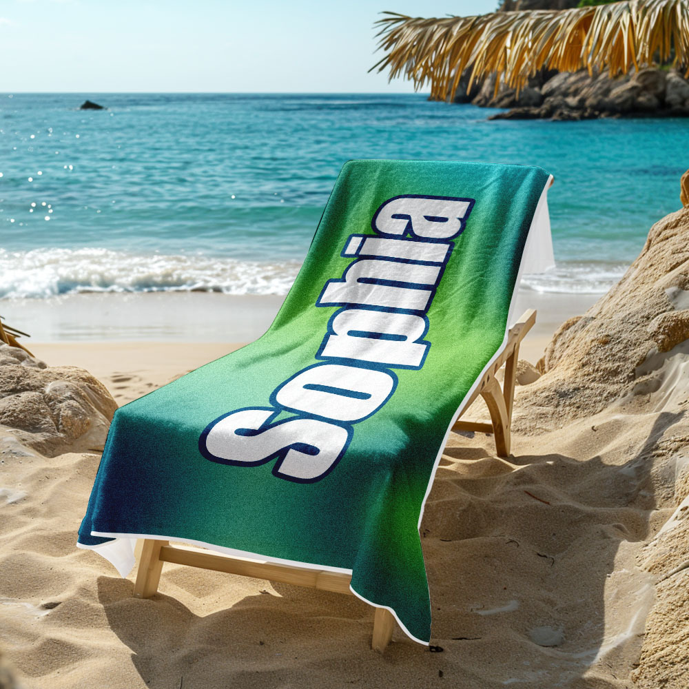 Custom Beach Towel Ombre Custom Name Beach Towel Personalized Gift Towel - auphotoblanket