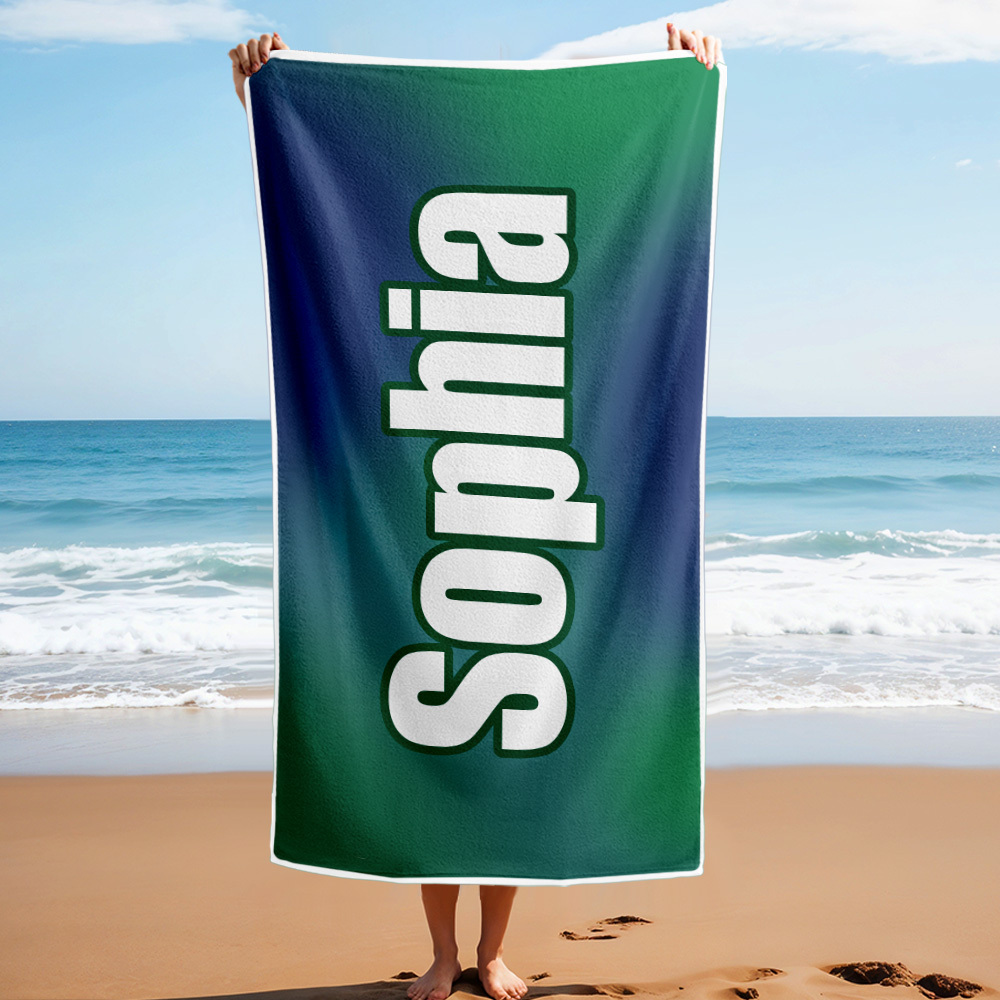 Custom Beach Towel Ombre Custom Name Beach Towel Personalized Gift Towel - auphotoblanket
