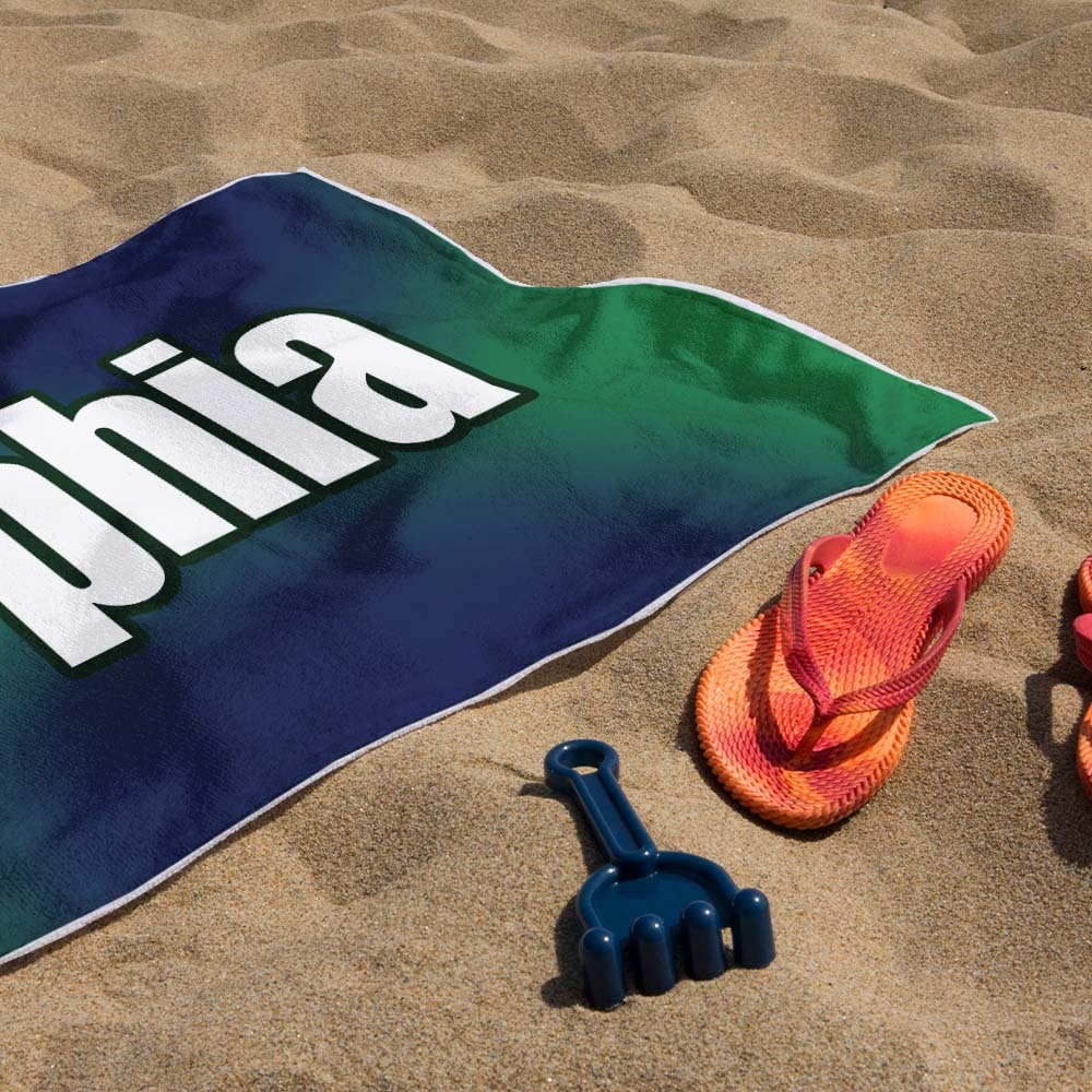 Custom Beach Towel Ombre Custom Name Beach Towel Personalized Gift Towel - auphotoblanket