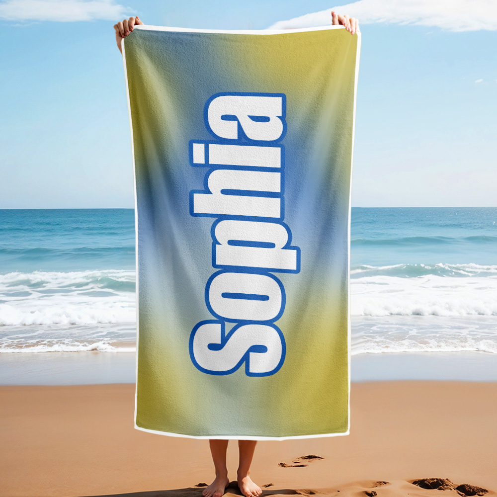 Custom Beach Towel Ombre Custom Name Beach Towel Personalized Gift Towel - auphotoblanket