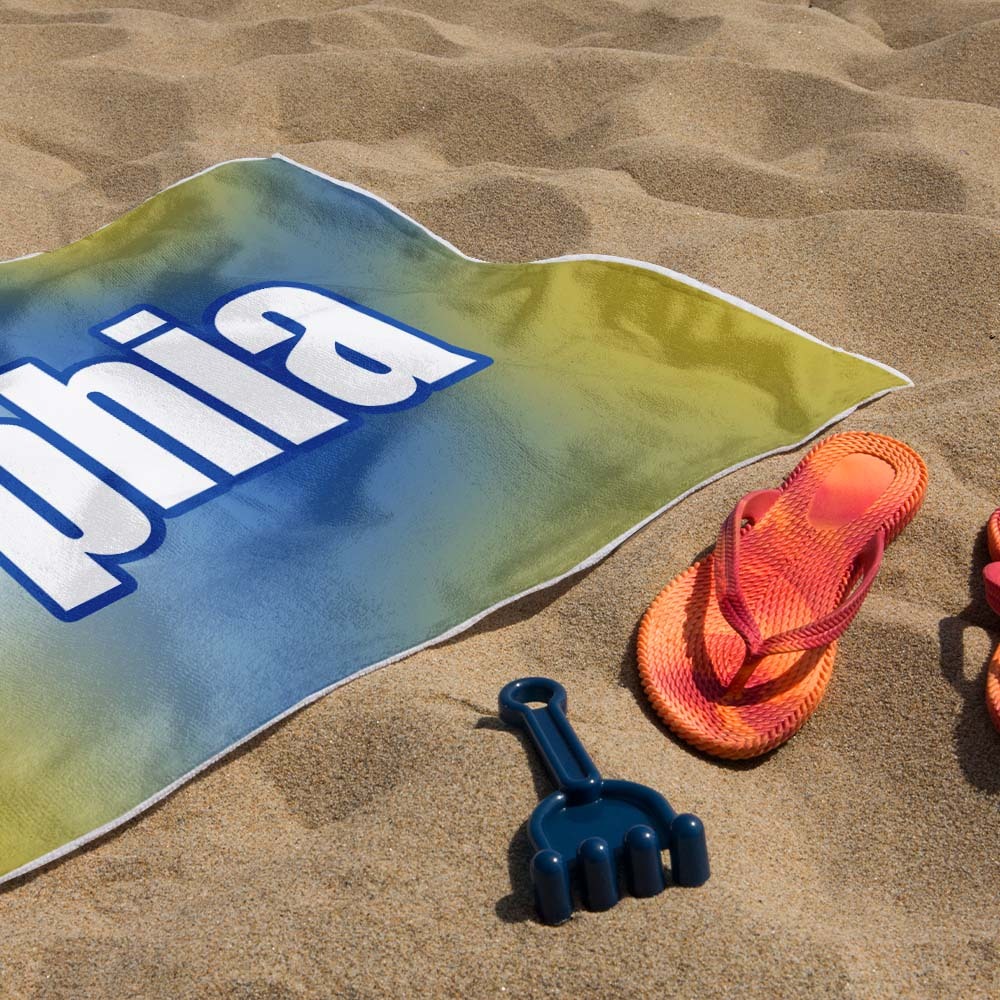 Custom Beach Towel Ombre Custom Name Beach Towel Personalized Gift Towel - auphotoblanket