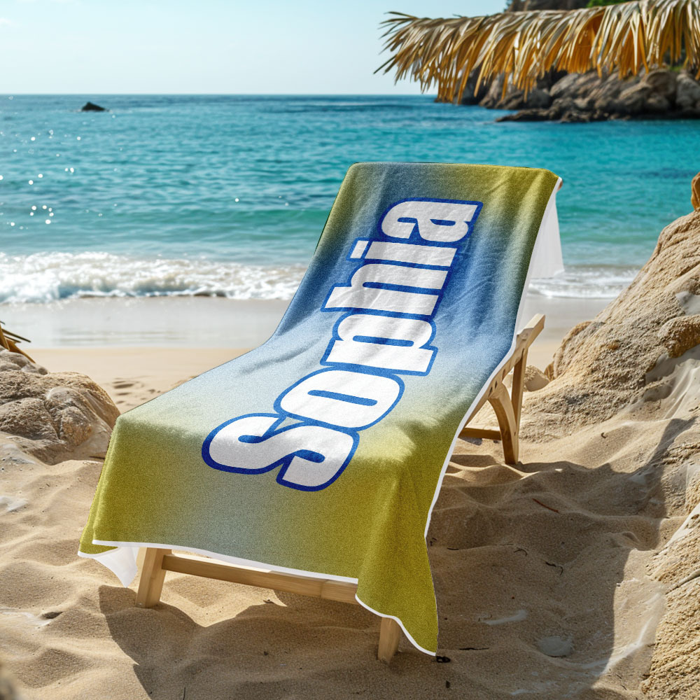 Custom Beach Towel Ombre Custom Name Beach Towel Personalized Gift Towel - auphotoblanket