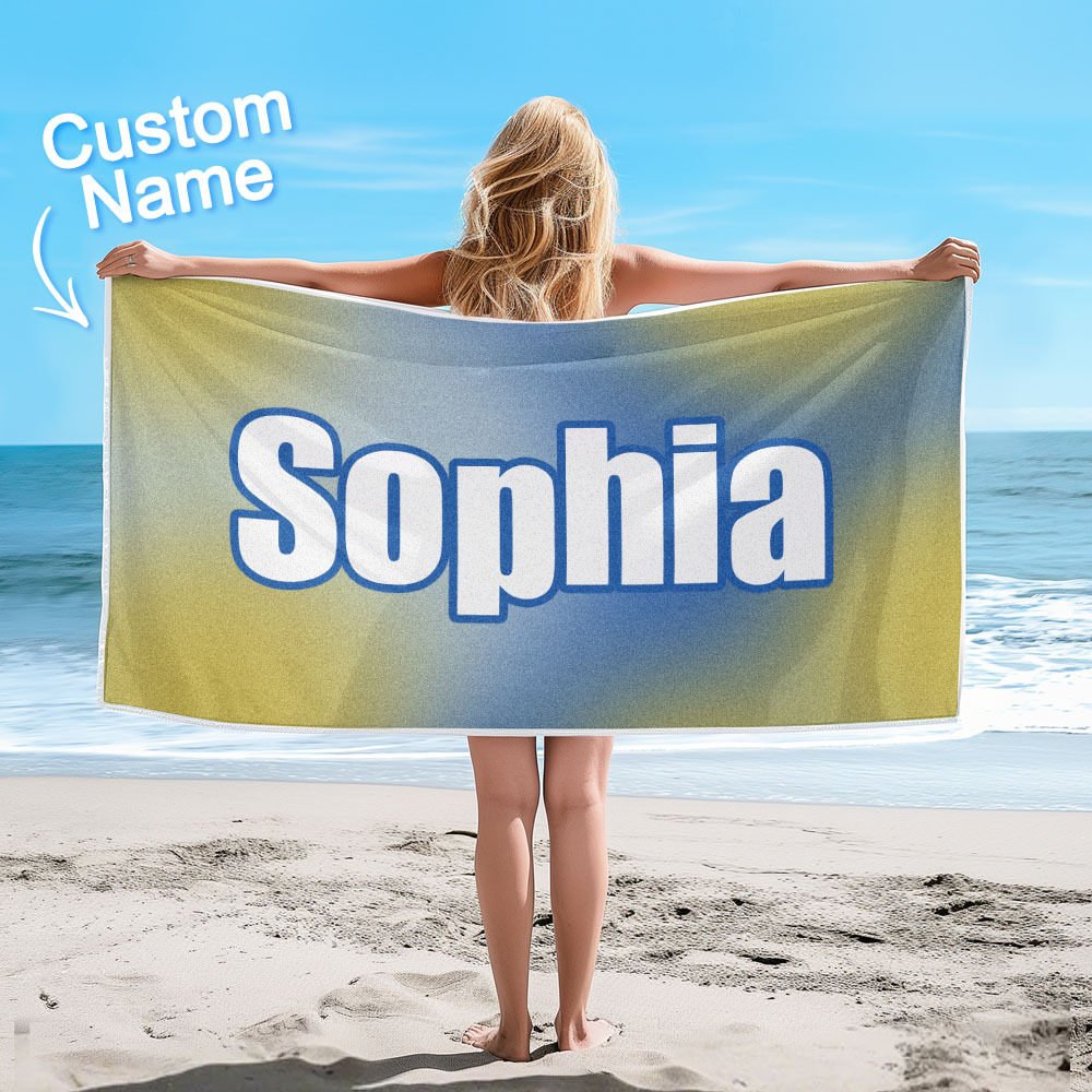 Custom Beach Towel Ombre Custom Name Beach Towel Personalized Gift Towel - auphotoblanket
