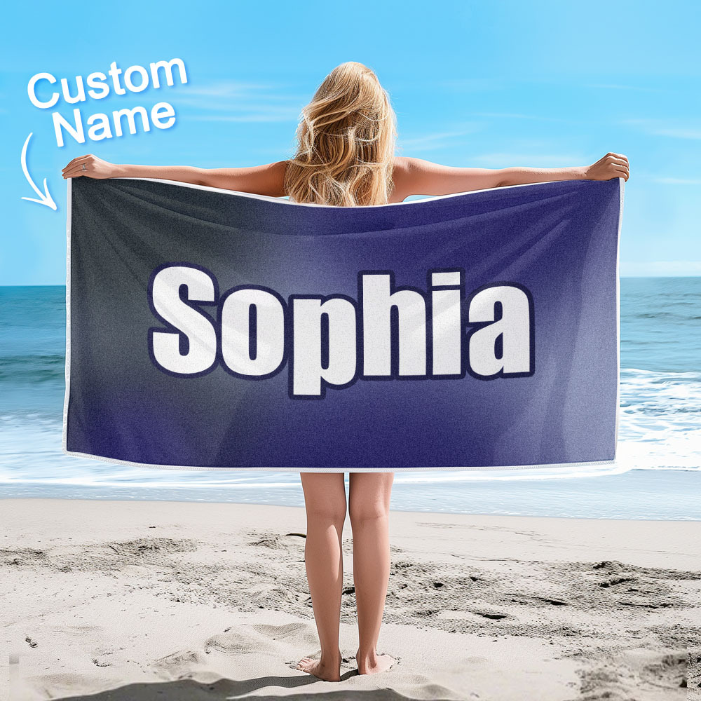 Custom Beach Towel Ombre Custom Name Beach Towel Personalized Gift Towel - auphotoblanket