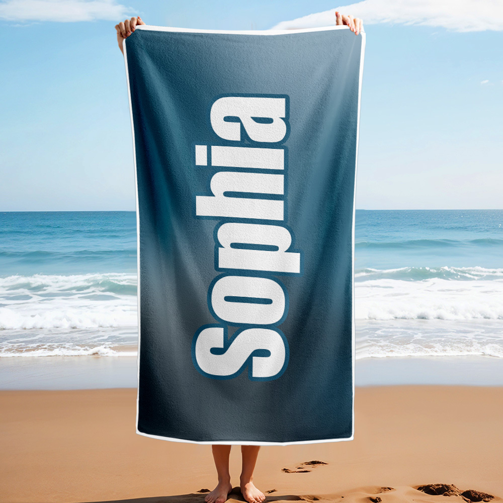 Custom Beach Towel Ombre Custom Name Beach Towel Personalized Gift Towel - auphotoblanket