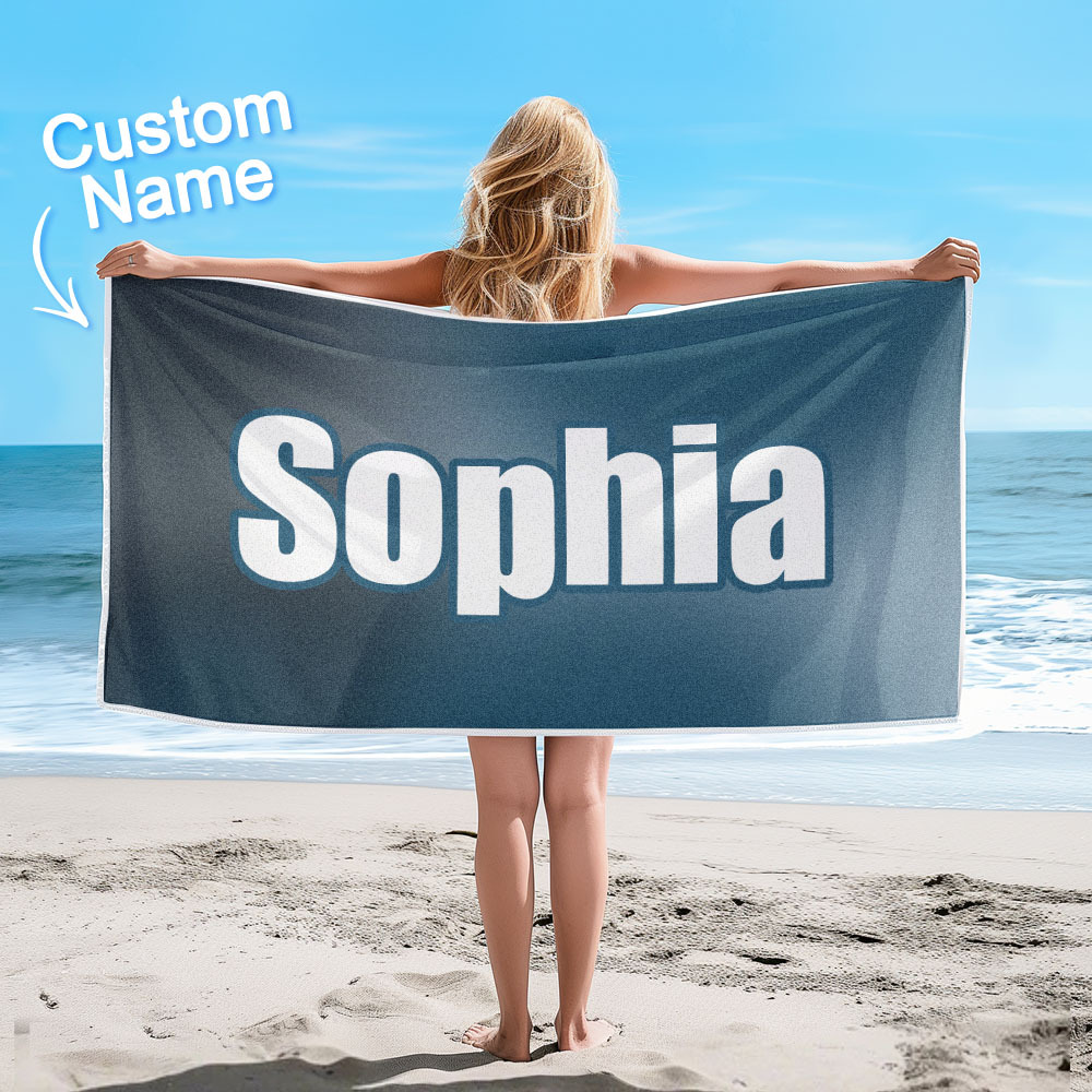 Custom Beach Towel Ombre Custom Name Beach Towel Personalized Gift Towel - auphotoblanket