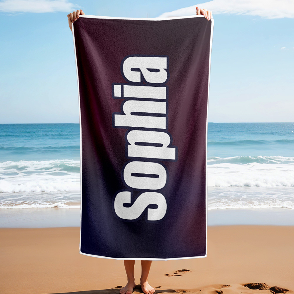 Custom Beach Towel Ombre Custom Name Beach Towel Personalized Gift Towel - auphotoblanket