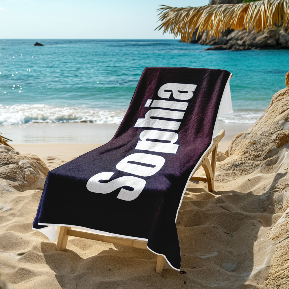 Custom Beach Towel Ombre Custom Name Beach Towel Personalized Gift Towel - auphotoblanket