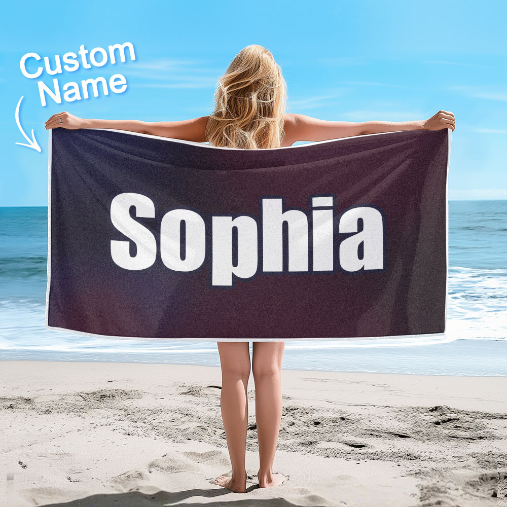Custom Beach Towel Ombre Custom Name Beach Towel Personalized Gift Towel - auphotoblanket