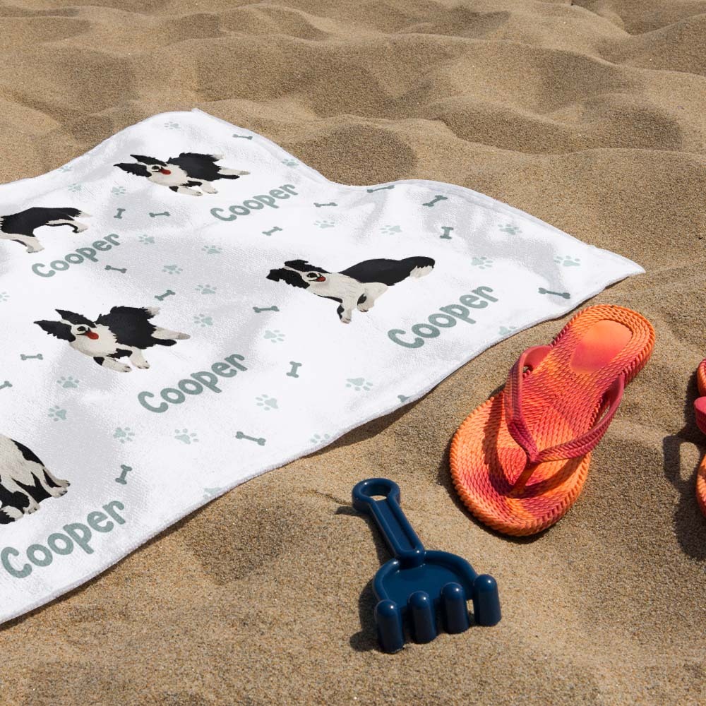 Custom Beach Towel with Dog Design Perfect Summer Gift for Pet Lovers - auphotoblanket