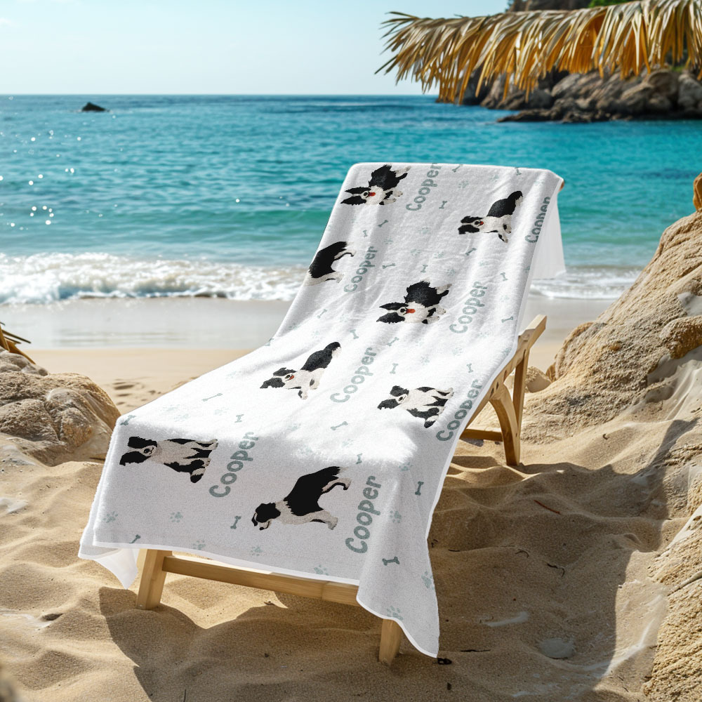 Custom Beach Towel with Dog Design Perfect Summer Gift for Pet Lovers - auphotoblanket