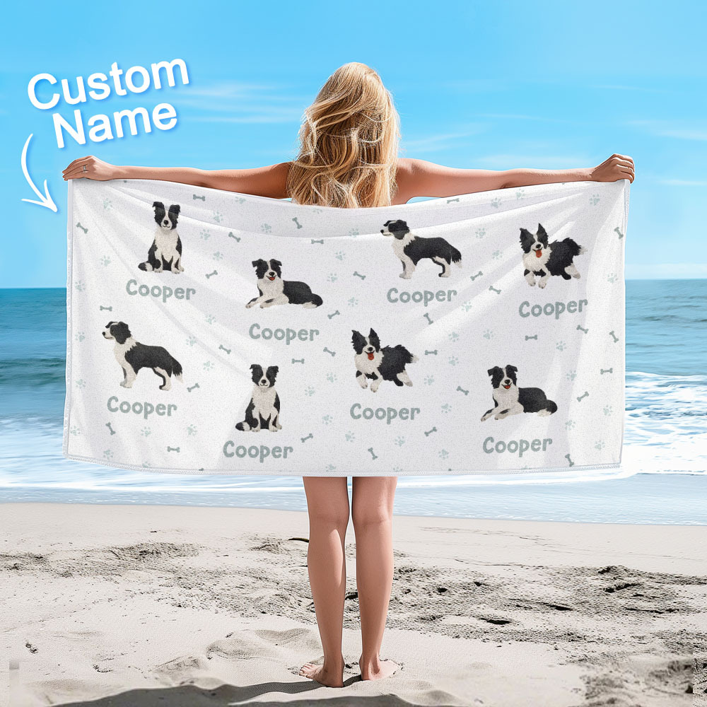 Custom Beach Towel with Dog Design Perfect Summer Gift for Pet Lovers - auphotoblanket