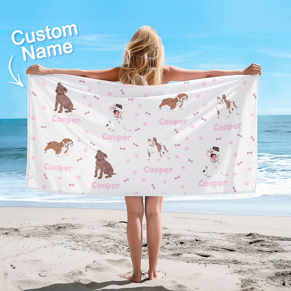 Custom Beach Towel with Dog Design Perfect Summer Gift for Pet Lovers - auphotoblanket
