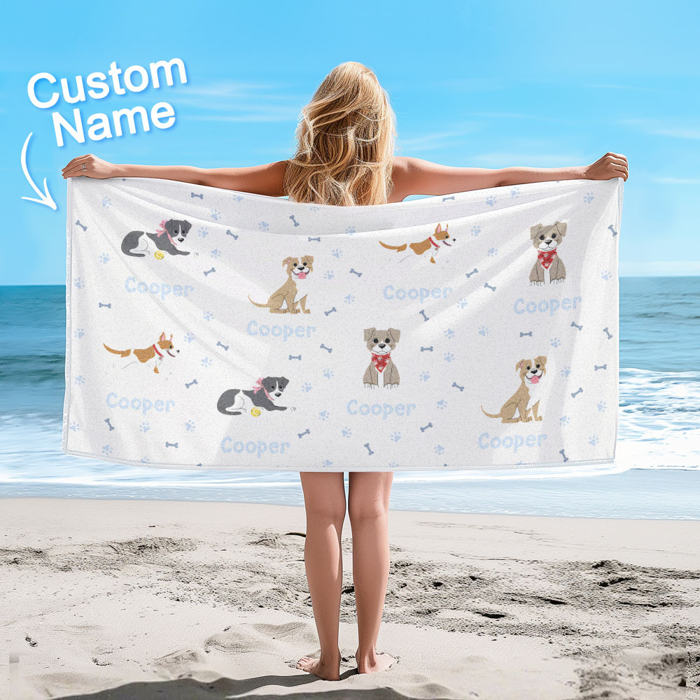 Custom Beach Towel with Dog Design Perfect Summer Gift for Pet Lovers - auphotoblanket