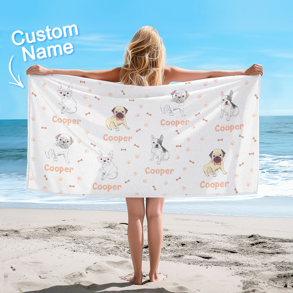 Custom Beach Towel with Dog Design Perfect Summer Gift for Pet Lovers - auphotoblanket