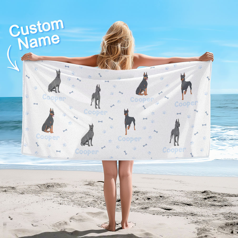 Custom Beach Towel with Dog Design Perfect Summer Gift for Pet Lovers - auphotoblanket