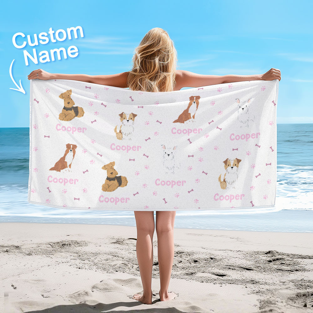Custom Beach Towel with Dog Design Perfect Summer Gift for Pet Lovers - auphotoblanket