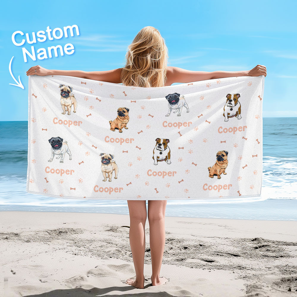 Custom Beach Towel with Dog Design Perfect Summer Gift for Pet Lovers - auphotoblanket