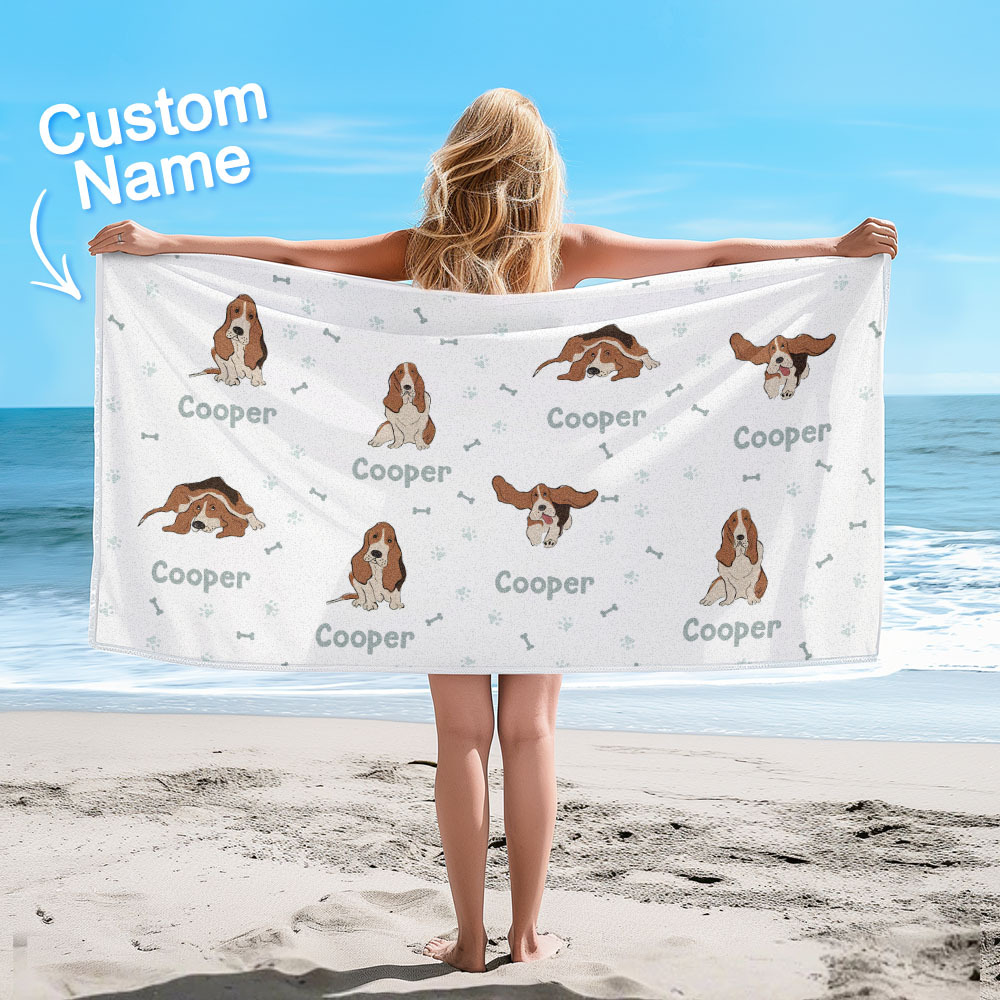 Custom Beach Towel with Dog Design Perfect Summer Gift for Pet Lovers - auphotoblanket