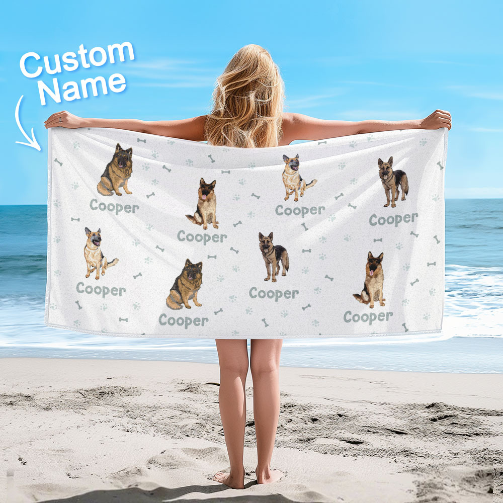 Custom Beach Towel with Dog Design Perfect Summer Gift for Pet Lovers - auphotoblanket