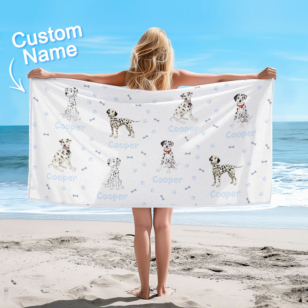 Custom Beach Towel with Dog Design Perfect Summer Gift for Pet Lovers - auphotoblanket