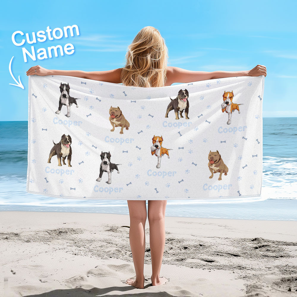 Custom Beach Towel with Dog Design Perfect Summer Gift for Pet Lovers - auphotoblanket
