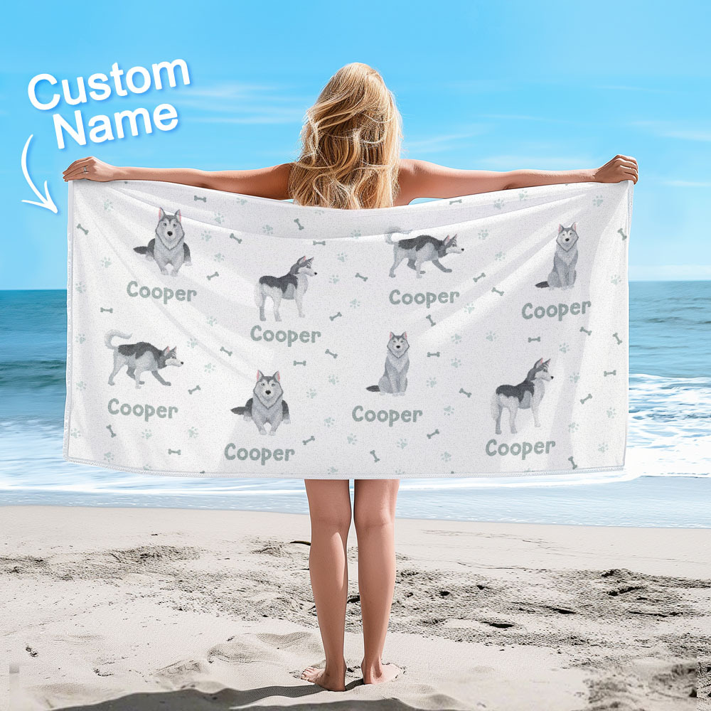 Custom Beach Towel with Dog Design Perfect Summer Gift for Pet Lovers - auphotoblanket