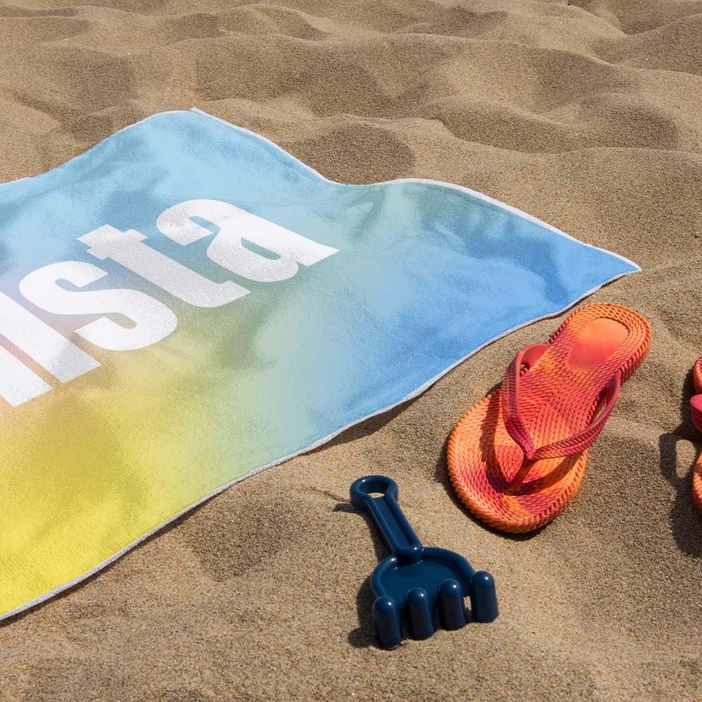 Custom Beach Towel with Name Ombre Multi Color Beach Towel  Personalized Pool Towel Vacation Gift Girl Trip Gift - auphotoblanket
