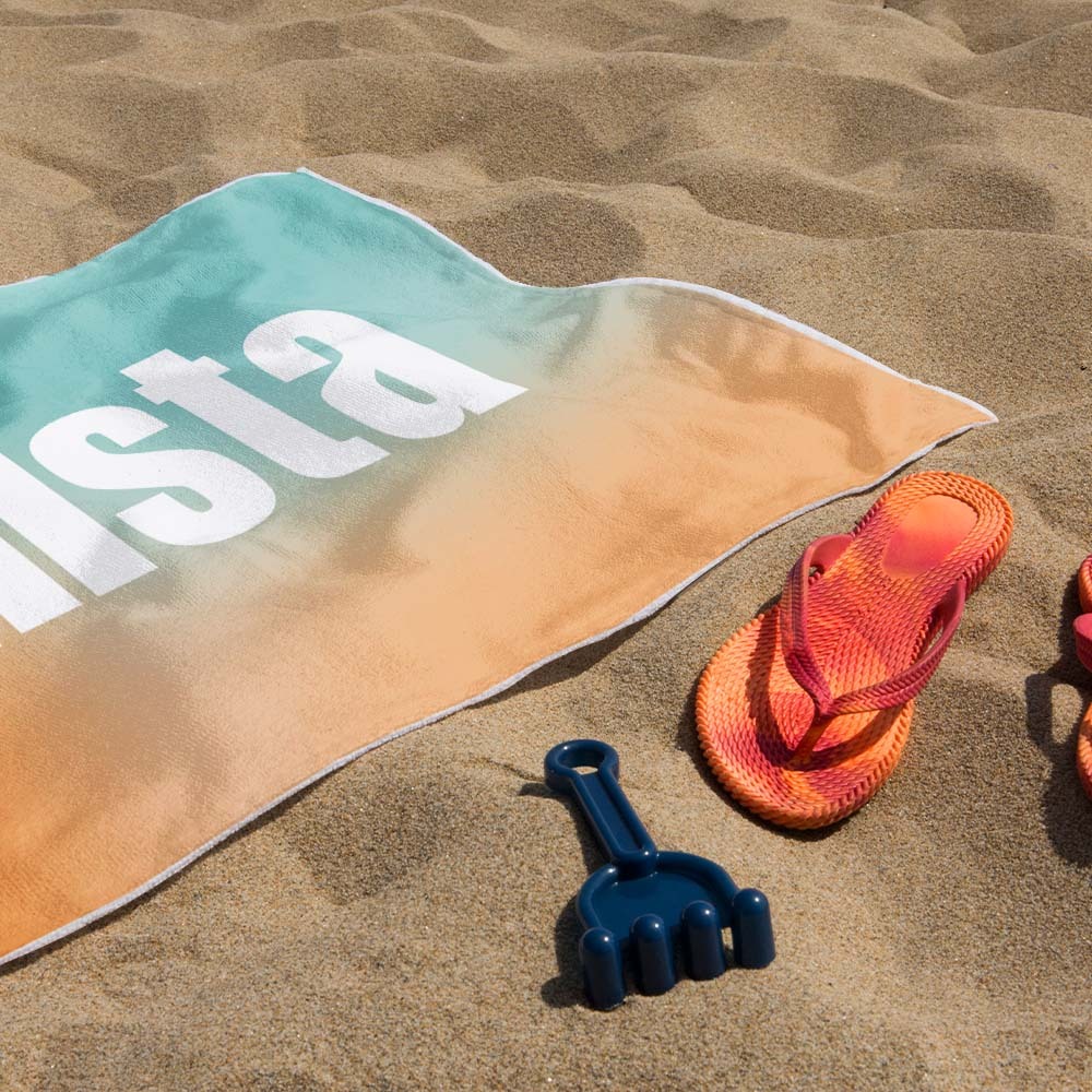Custom Beach Towel with Name Ombre Multi Color Beach Towel  Personalized Pool Towel Vacation Gift Girl Trip Gift - auphotoblanket