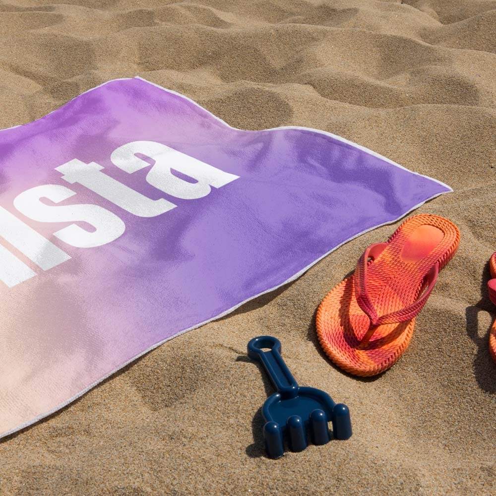 Custom Beach Towel with Name Ombre Multi Color Beach Towel  Personalized Pool Towel Vacation Gift Girl Trip Gift - auphotoblanket