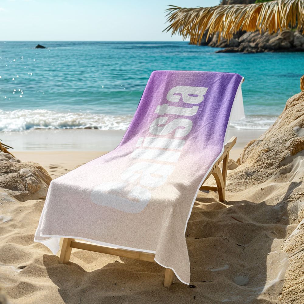 Custom Beach Towel with Name Ombre Multi Color Beach Towel  Personalized Pool Towel Vacation Gift Girl Trip Gift - auphotoblanket