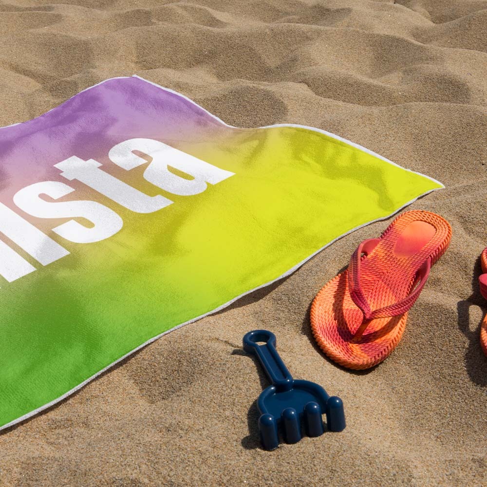 Custom Beach Towel with Name Ombre Multi Color Beach Towel  Personalized Pool Towel Vacation Gift Girl Trip Gift - auphotoblanket