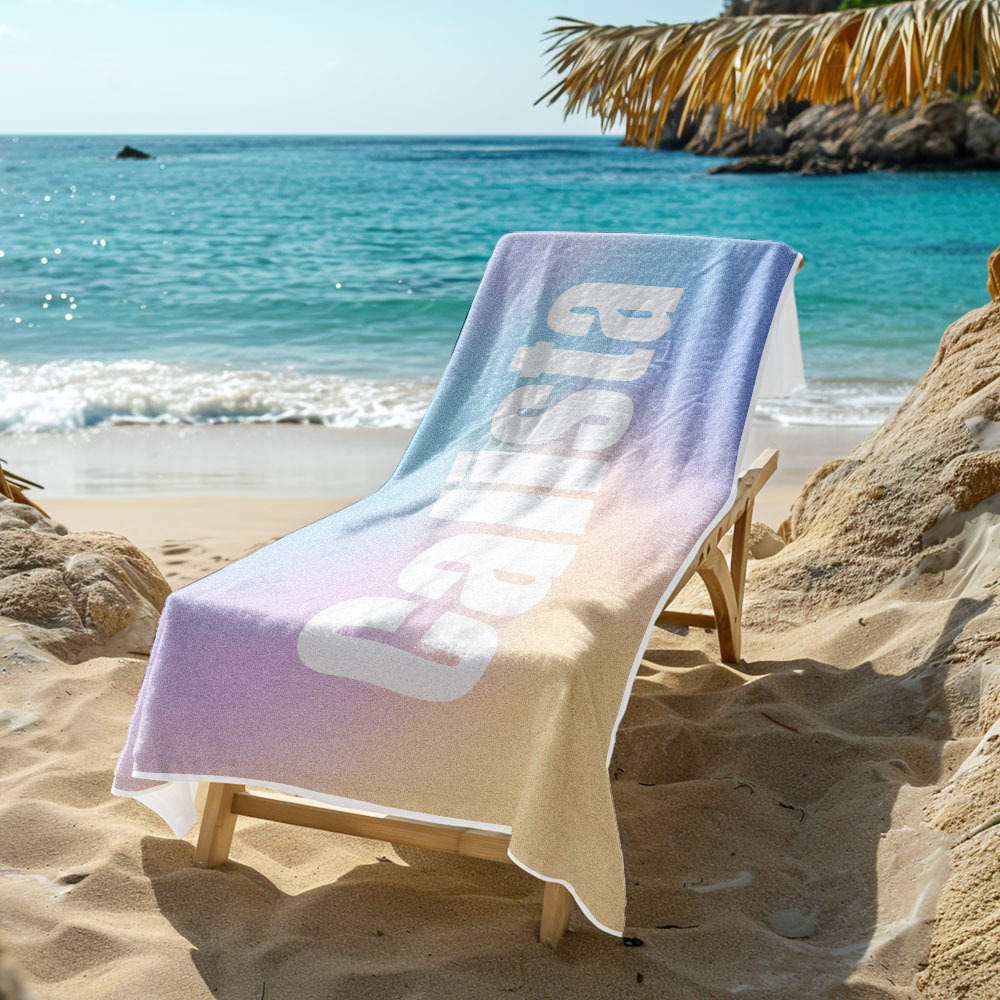 Custom Beach Towel with Name Ombre Multi Color Beach Towel  Personalized Pool Towel Vacation Gift Girl Trip Gift - auphotoblanket