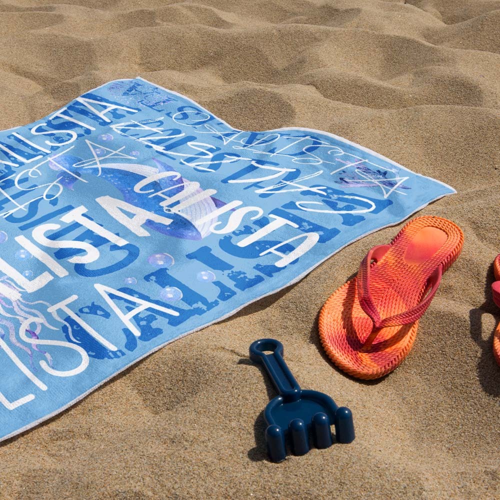 Personalized Whale Beach Towel with Name Custom Monogram Beach Towel - auphotoblanket