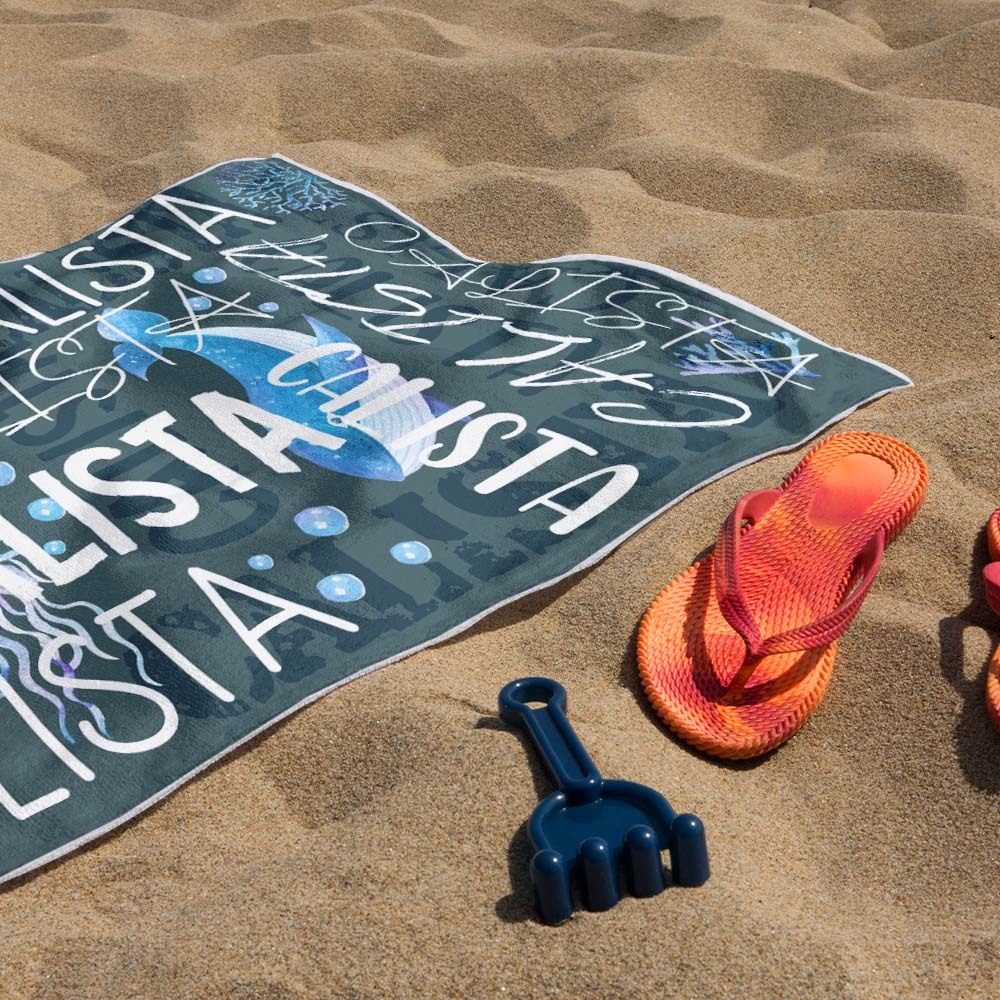 Personalized Whale Beach Towel with Name Custom Monogram Beach Towel - auphotoblanket