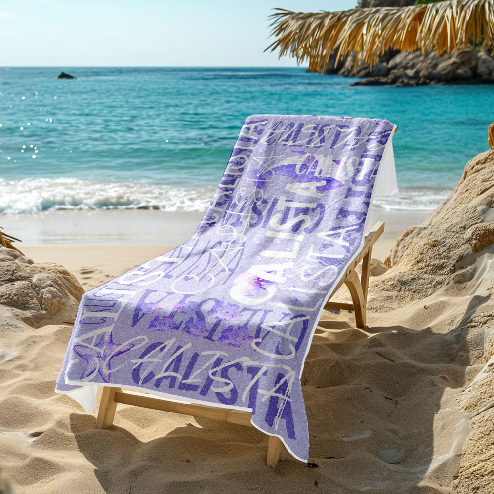 Personalized Whale Beach Towel with Name Custom Monogram Beach Towel - auphotoblanket