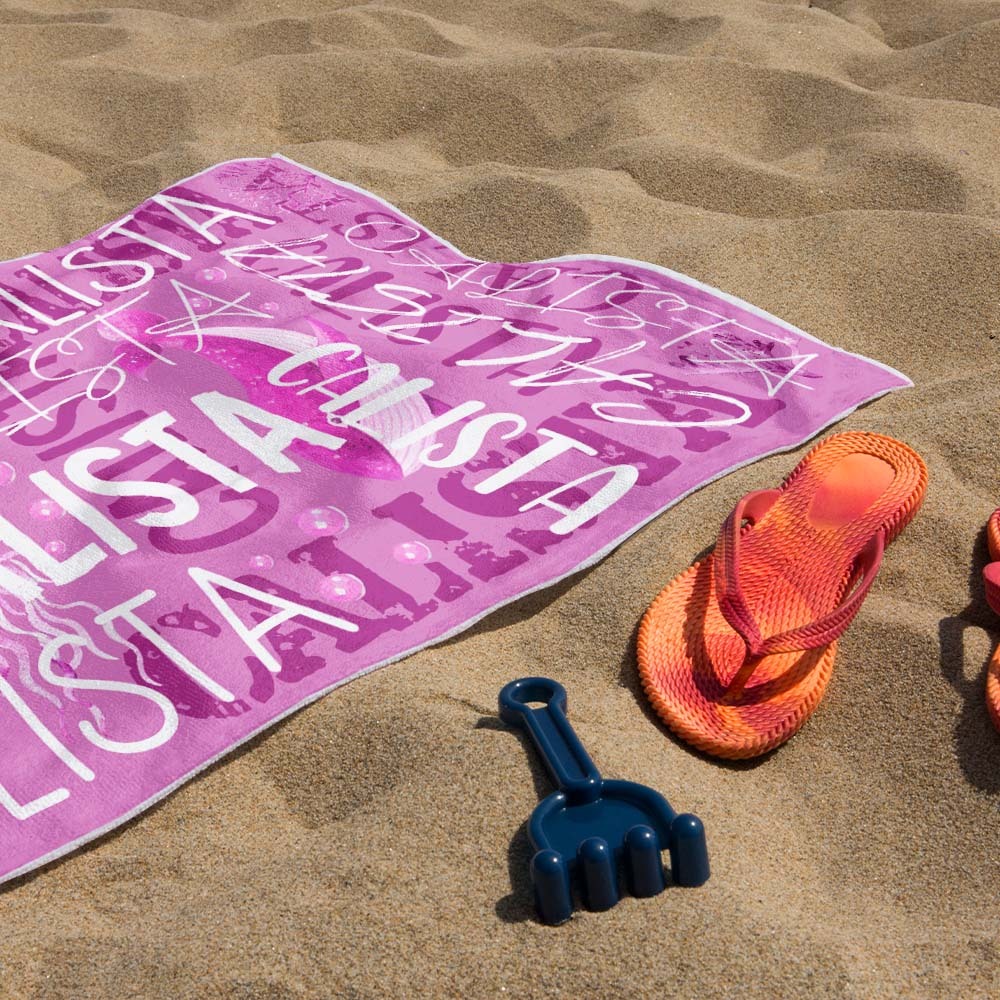 Personalized Whale Beach Towel with Name Custom Monogram Beach Towel - auphotoblanket